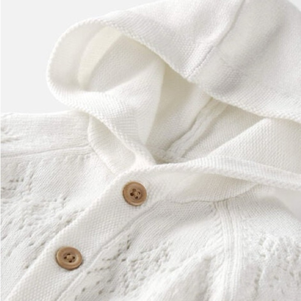 Cozy White Knit Baby One Piece - Picture 2 of 2